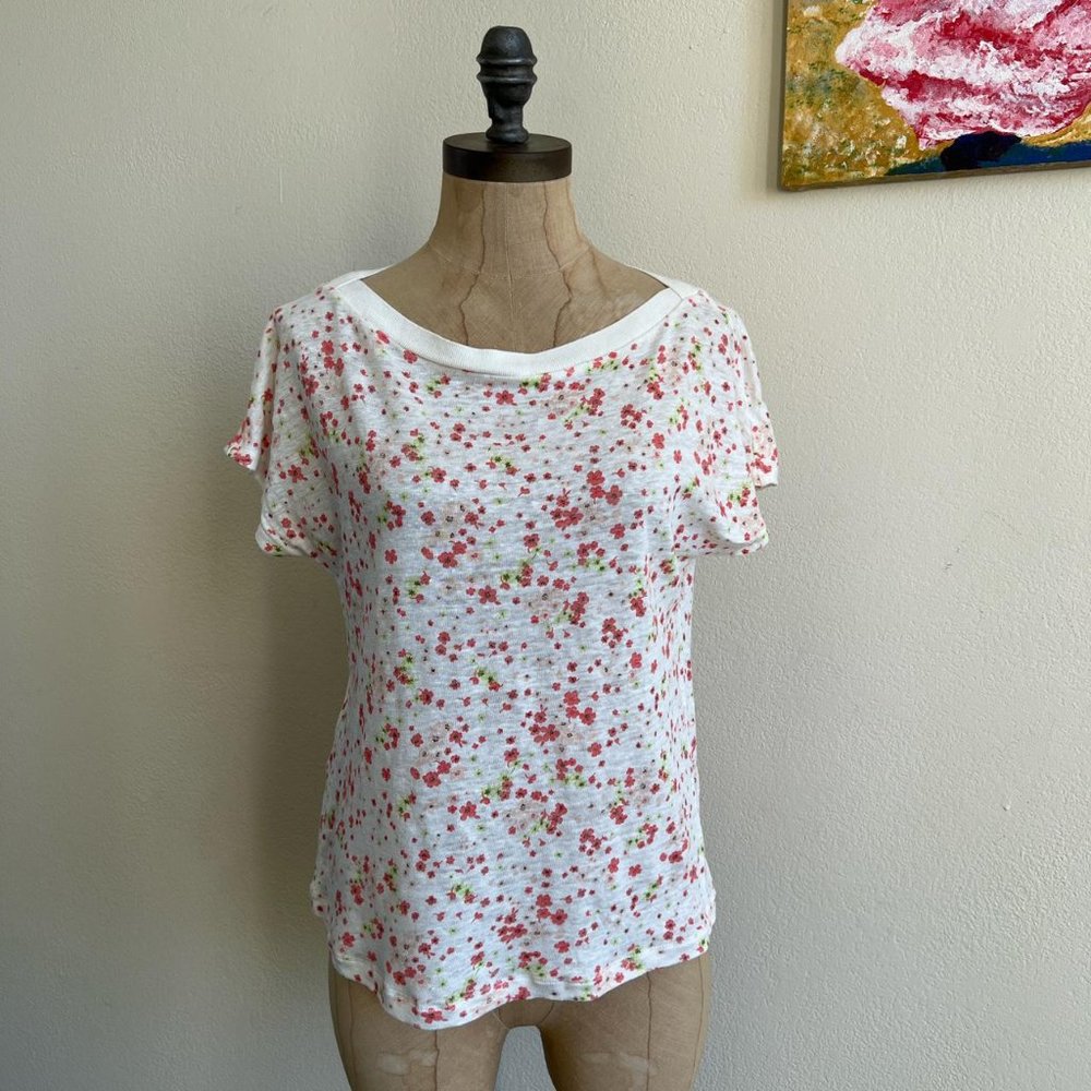 Comptoir Des Cotonniers Floral Print Linen Tee Shirt